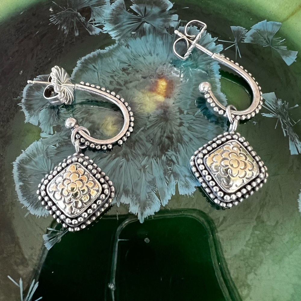 John Hardy 18k gold and silver dot drop earrings